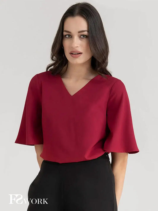 Bell Sleeves Top - Red