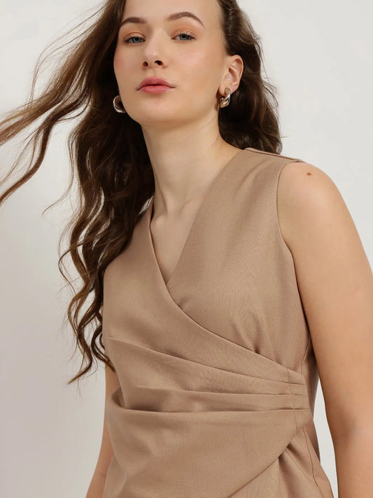 Pleated Waistcoat - Beige